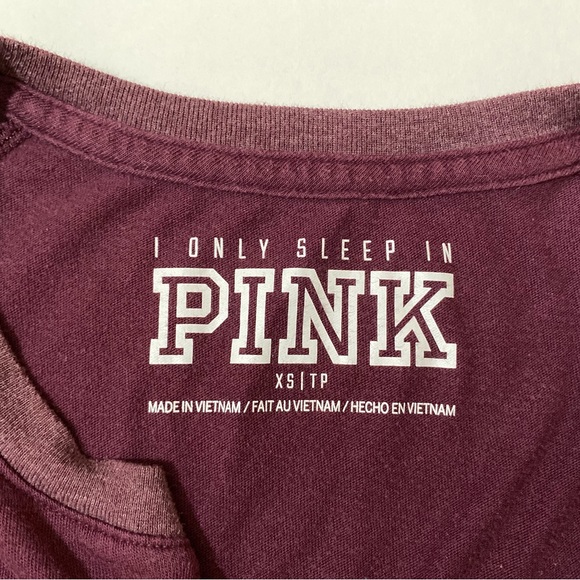 PINK V.S. ~Woman’s X-Small Burgundy Pajama Sleep Shirt “Nap Game Strong” - Picture 4 of 10